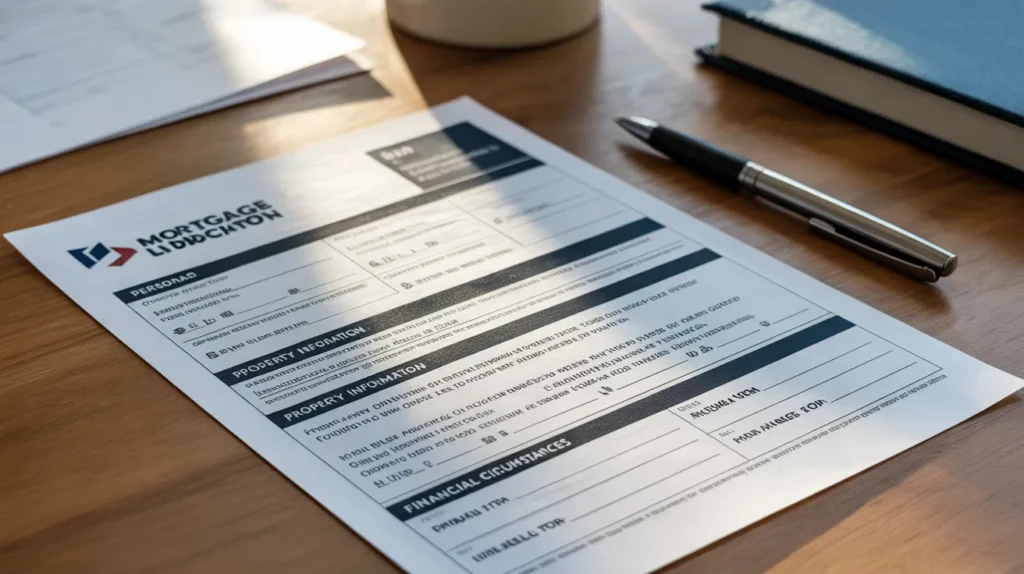 image showing a Mortgage Application document in the uk