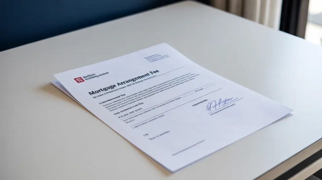 image showing a mortgage arrangement fee document in the uk