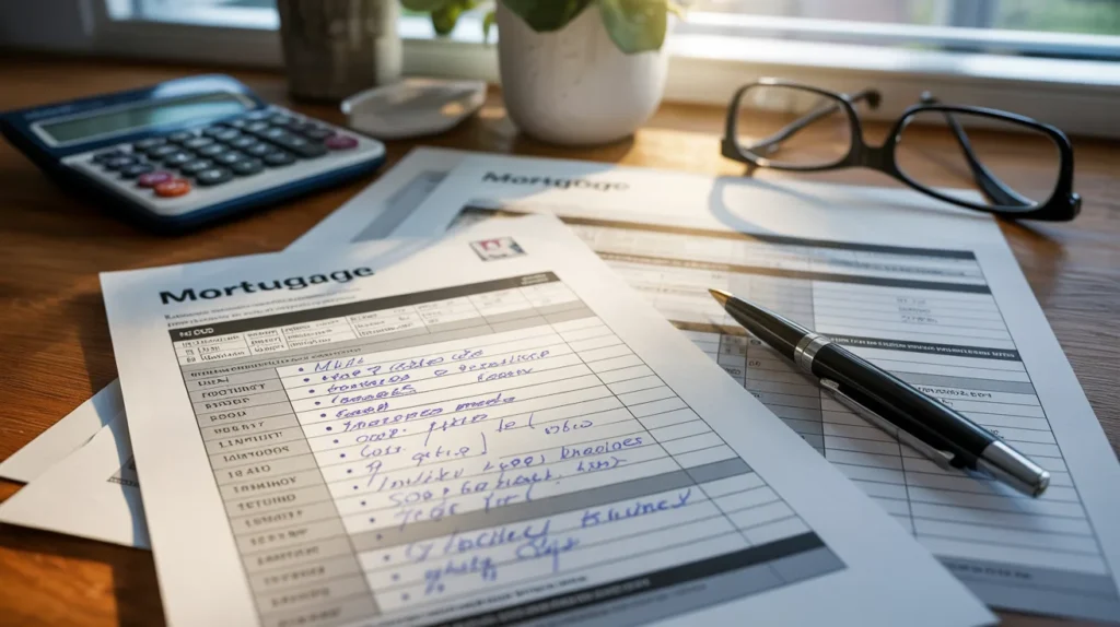 uk mortgage document showing rough calculation of household costs